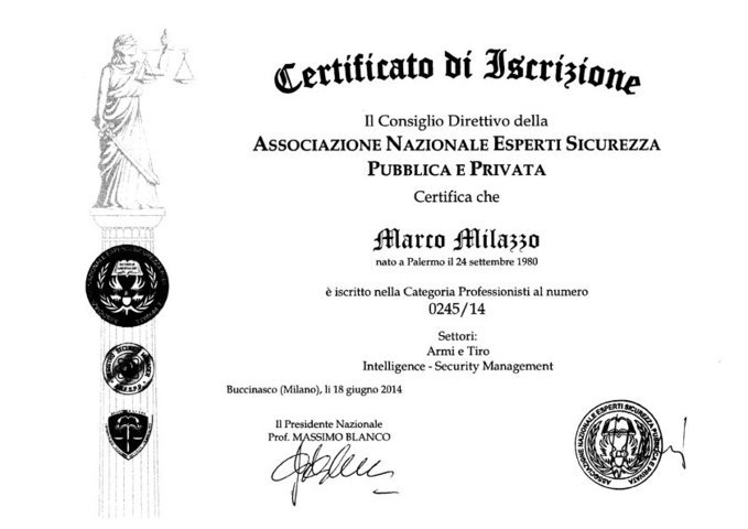 A.N.E.S.P.P. - Certificato